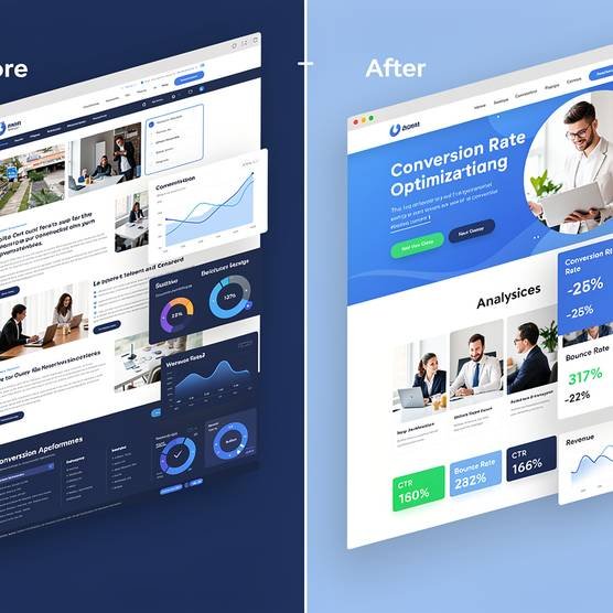 website redesign for conversion rate optimization showing before and after modern interface transformation