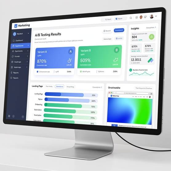 conversion rate optimization analytics dashboard with A/B testing results and user engagement metrics