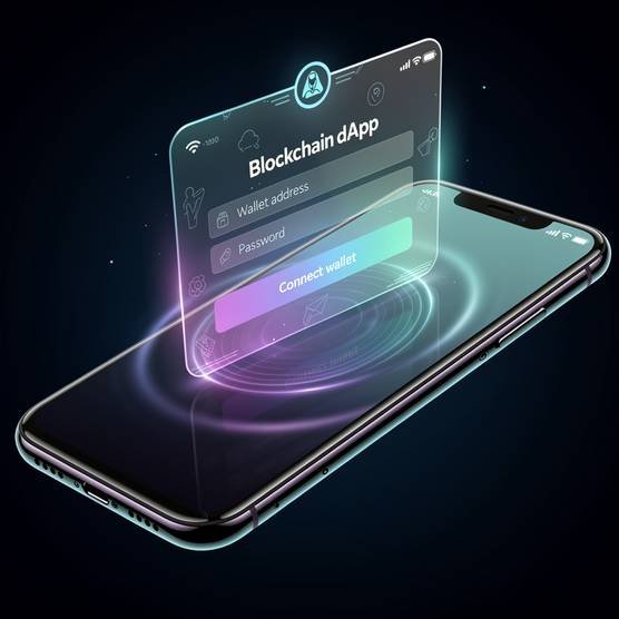 Sleek smartphone showing a user-friendly blockchain dApp interface with social login