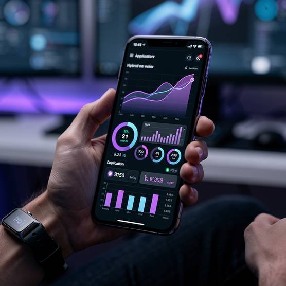 Developer optimizing a high-performance hybrid app with native-like speed and