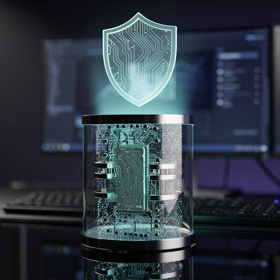 Digital core with blockchain security protocols, modern SaaS web agency branding, ultra-detailed, 8K, commercial-grade photography.