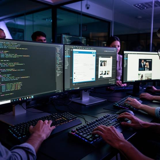 Web developers collaborating on WordPress website development.
